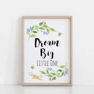 Peter Rabbit Wall Art, Dream Big Little One Quote, Nursery Art Decor,  Beatrix Potter