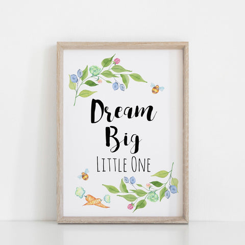 Peter Rabbit Wall Art, Dream Big Little One Quote, Nursery Art Decor,  Beatrix Potter