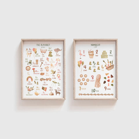 Alphabet & Numbers Wall Print Set