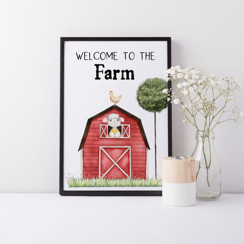 Welcome to the Farm Quote Wall Print, Farm Yard Barn Nursery Print, Farm Animal Wall Art, Neutral Wall Print Baby Nursery Decor