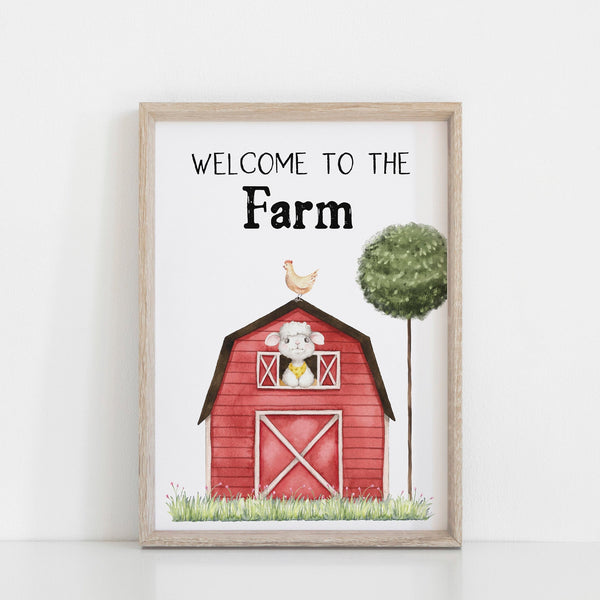 Welcome to the Farm Quote Wall Print, Farm Yard Barn Nursery Print, Farm Animal Wall Art, Neutral Wall Print Baby Nursery Decor