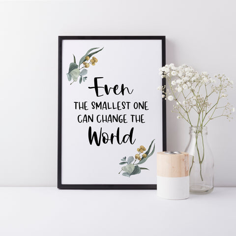 Even the Smallest One Can Change the World Watercolour Eucalyptus Nursery Wall Print, Baby Nursery Decor, Peter Rabbit Quote A3, A4 or A5