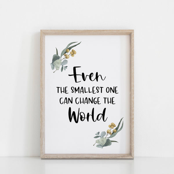 Even the Smallest One Can Change the World Watercolour Eucalyptus Nursery Wall Print, Baby Nursery Decor, Peter Rabbit Quote A3, A4 or A5