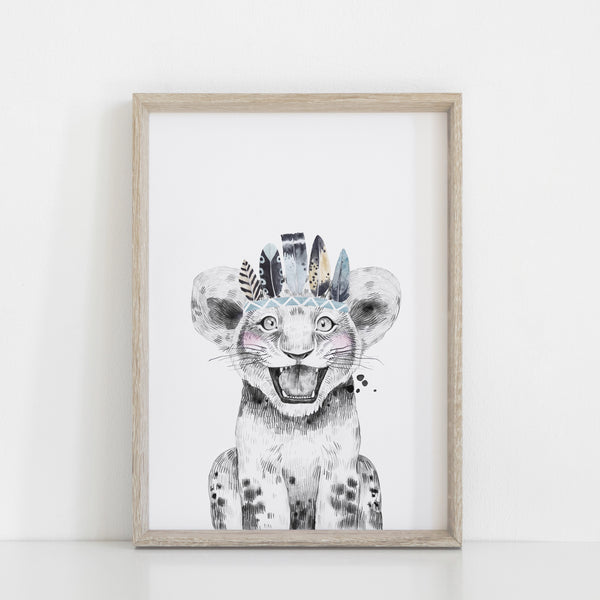 Boys Safari Zoo Animals Nursery Art Decor, Set of 4, Elephant, Giraffe, Rhino, Lion, Baby Nursery Print