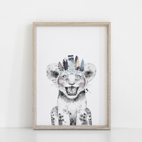 Boys Safari Zoo Animal Lion Cub Nursery Art Decor, Kids Bedroom Nursery Decor