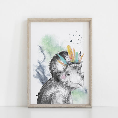 Dinosaur Wall Art Print, Kids bedroom Playroom Wall Print, Boho Dinosaur Jurassic wall decor